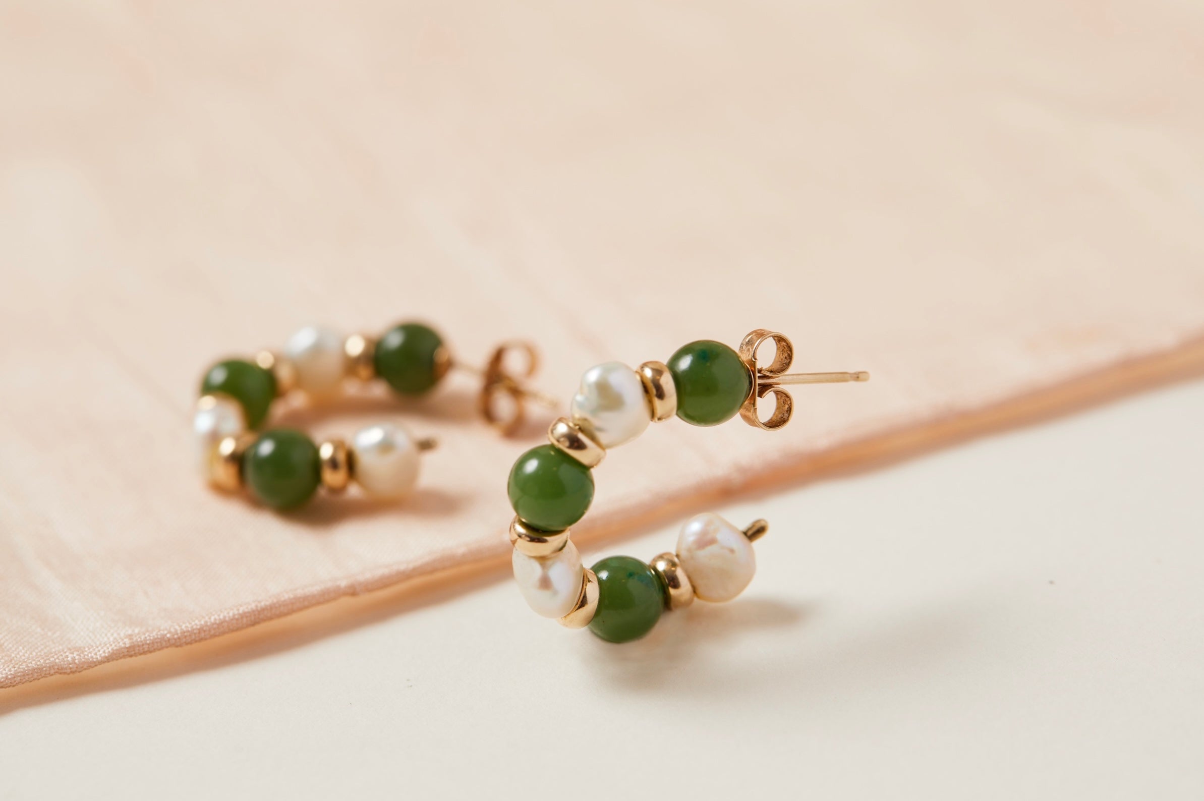 Pearl and on sale jade earrings