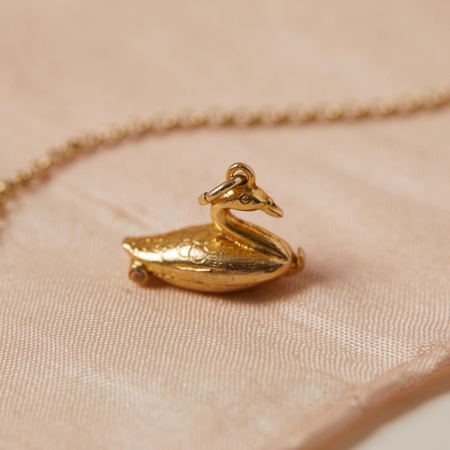 Vintage gold swan charm 