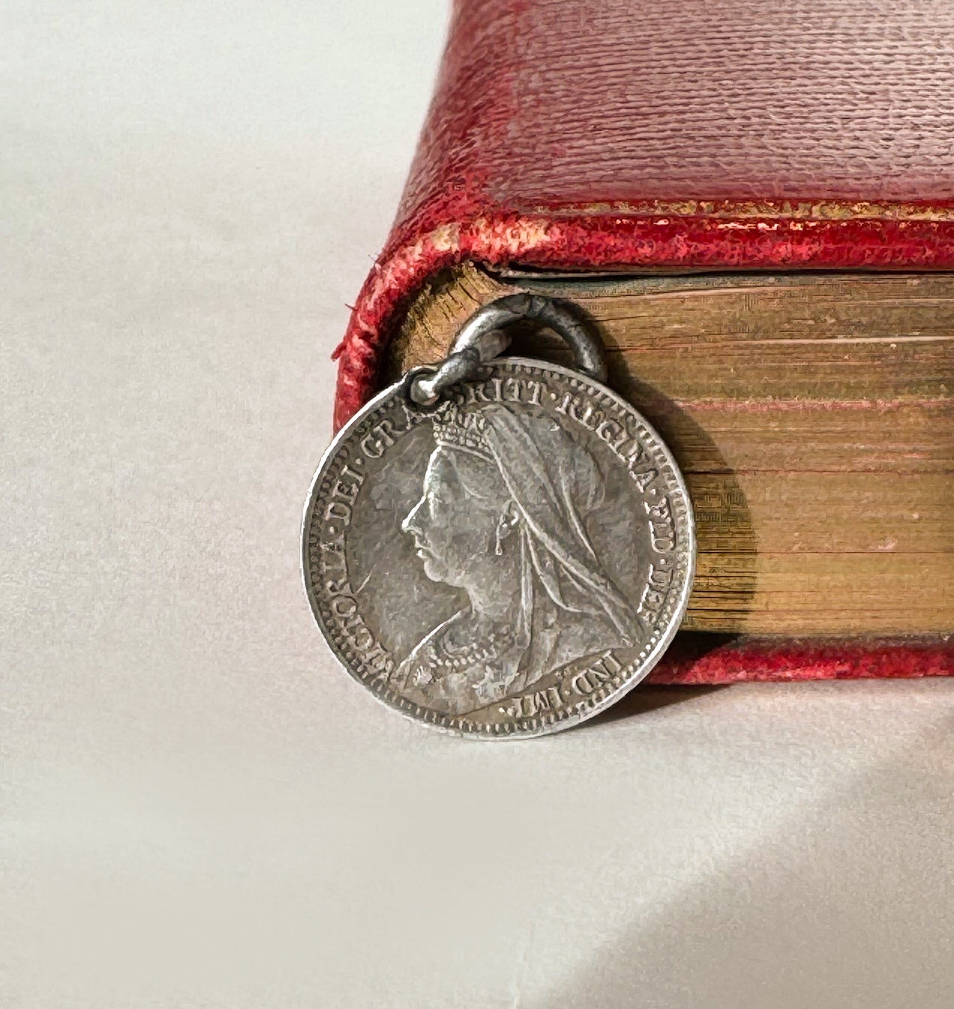 Original Silver Victorian Coin Love Token with 2024 letters G W H engraved on side circa 1893-1901 Charm Bracelet or Necklace pendant