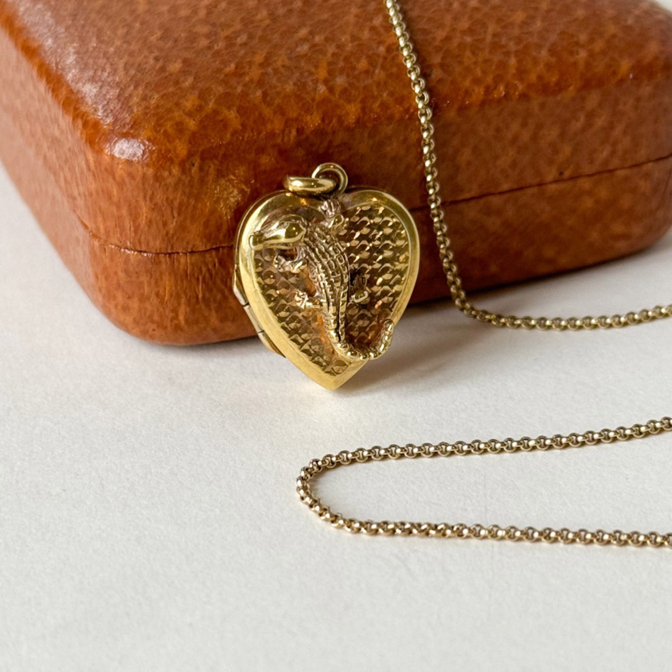 9ct gold crocodile locket 