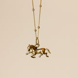 Galloping Horse Vintage Charm, 9ct Gold